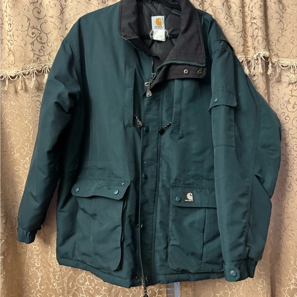 Vintage Carhartt Men's Dark Green Quikted Jacket